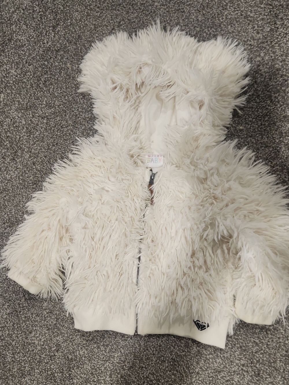 Roxy Cream Faux-Fur Hooded Puffer Jacket
